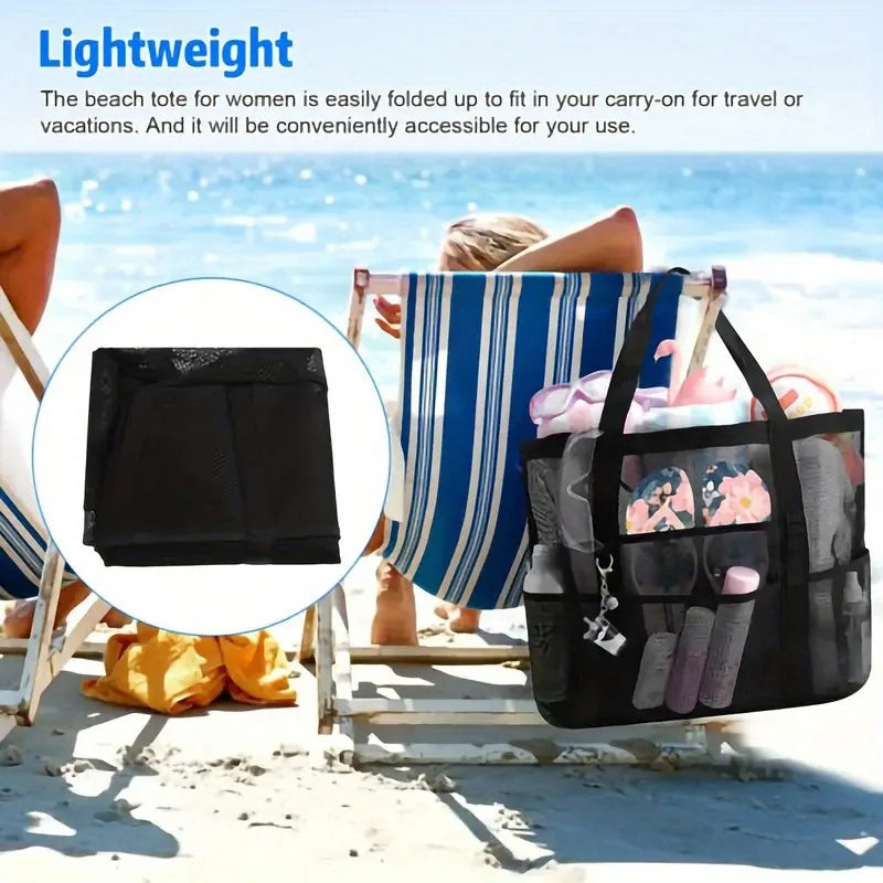 Coastal Mesh Beach Tote Bag