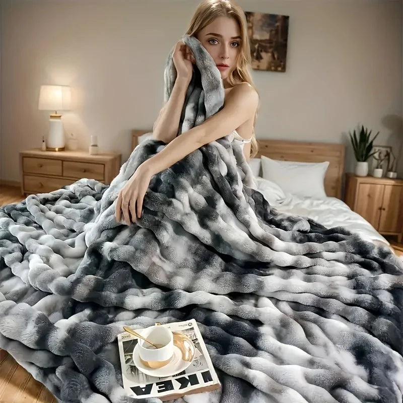 CozyFaux Rabbit Fleece Throw