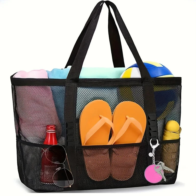 Coastal Mesh Beach Tote Bag