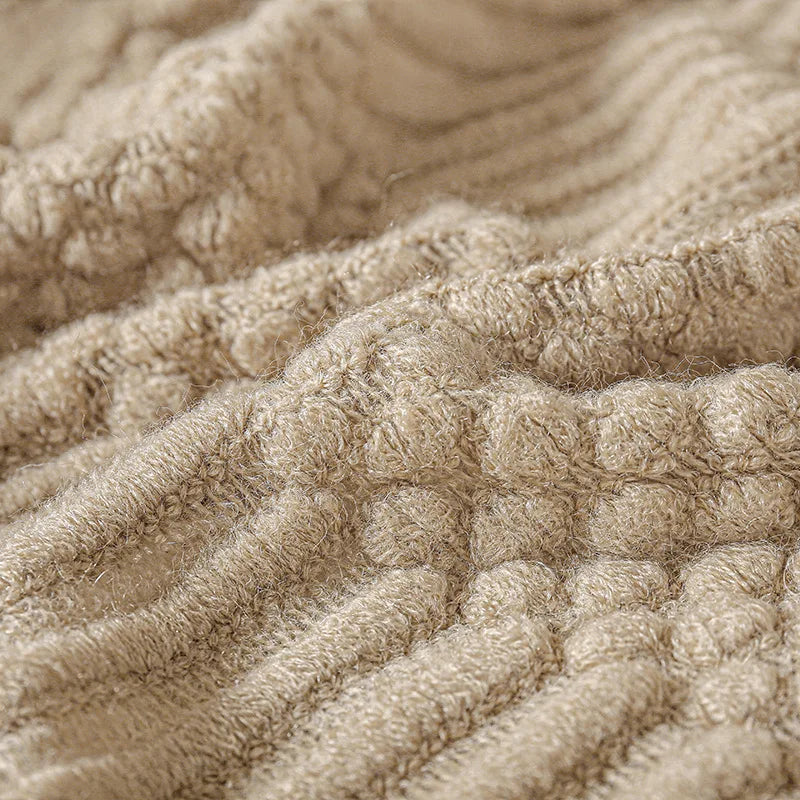 Cozy Khaki Tassel Throw Blanket