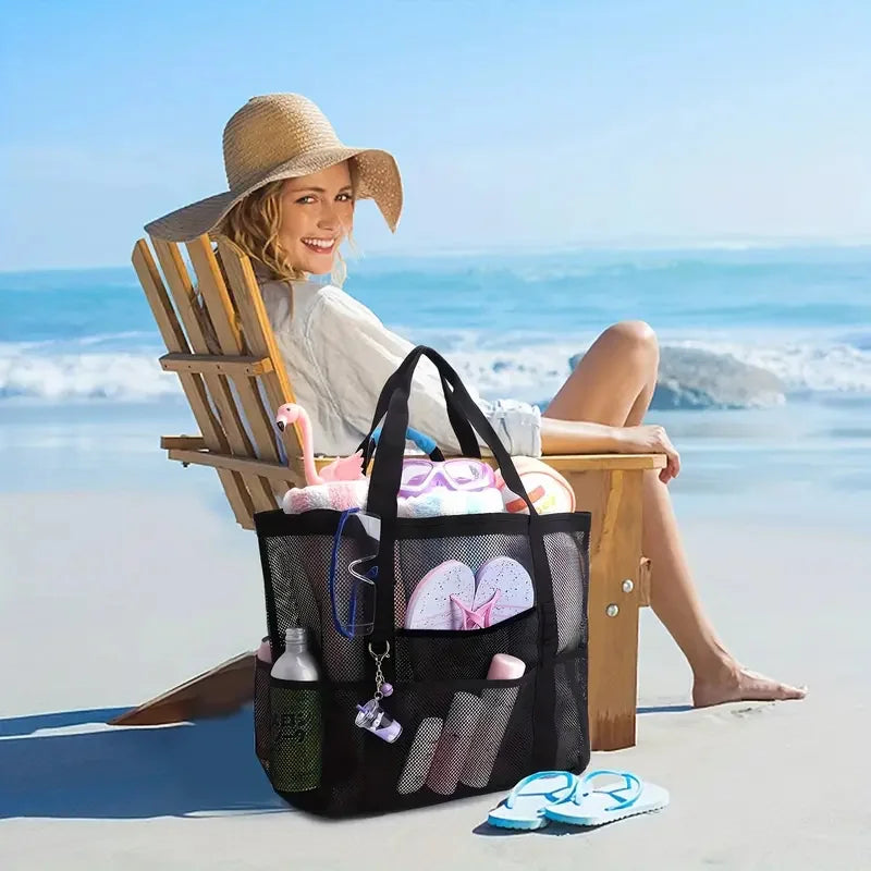 Coastal Mesh Beach Tote Bag